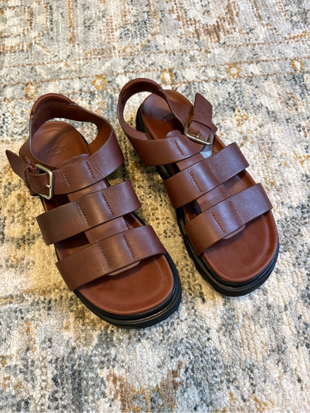 UGG Women's Brown Strappy Leather Sandals